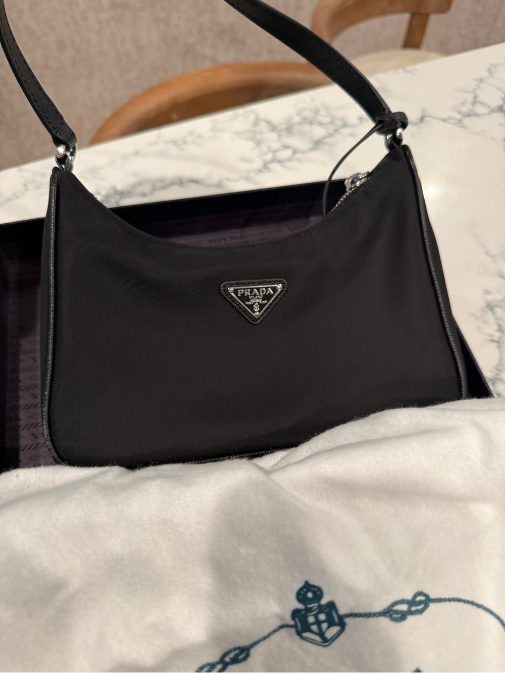 Authentic Prada Black Re-Edition 2005 Nylon Bag with Triangle Logo & Box - Picture 8 of 12